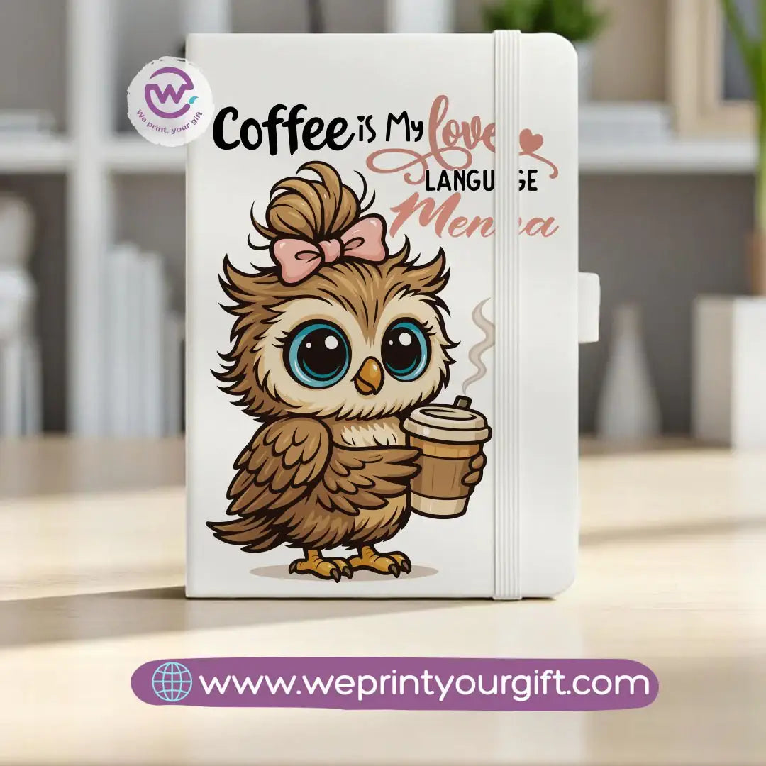 Rubber Notebook- Owl- Names - WE PRINT