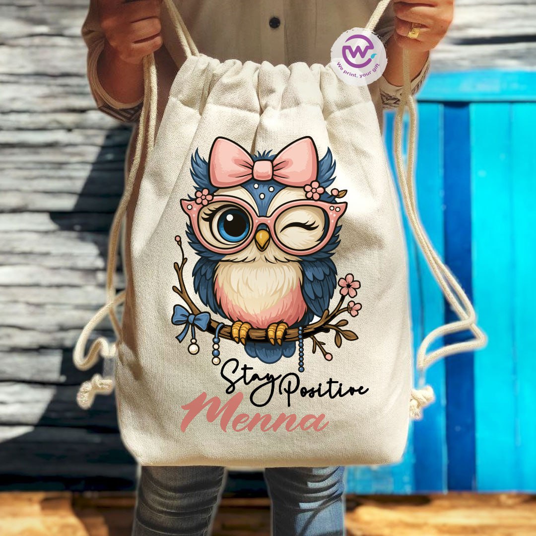 Drawstring Bag- Owl -Names - WE PRINT