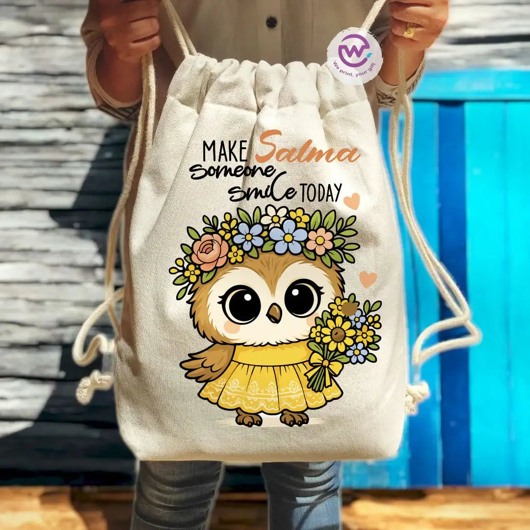 Drawstring Bag- Owl -Names - WE PRINT