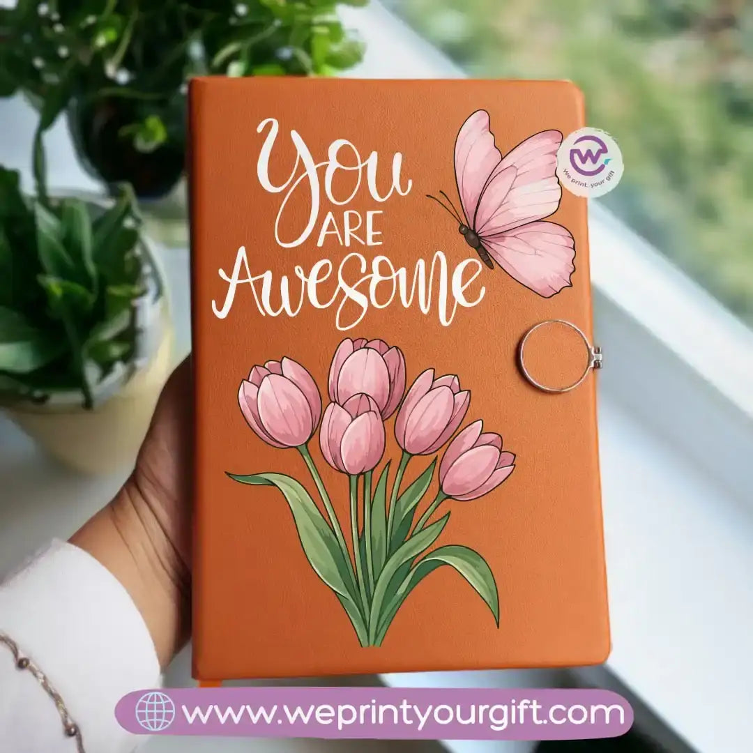 Custom notebook- Leather notebook- Floral - WE PRINT