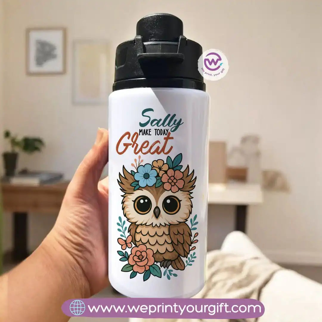 Aluminum Bottle with Holder- Owl