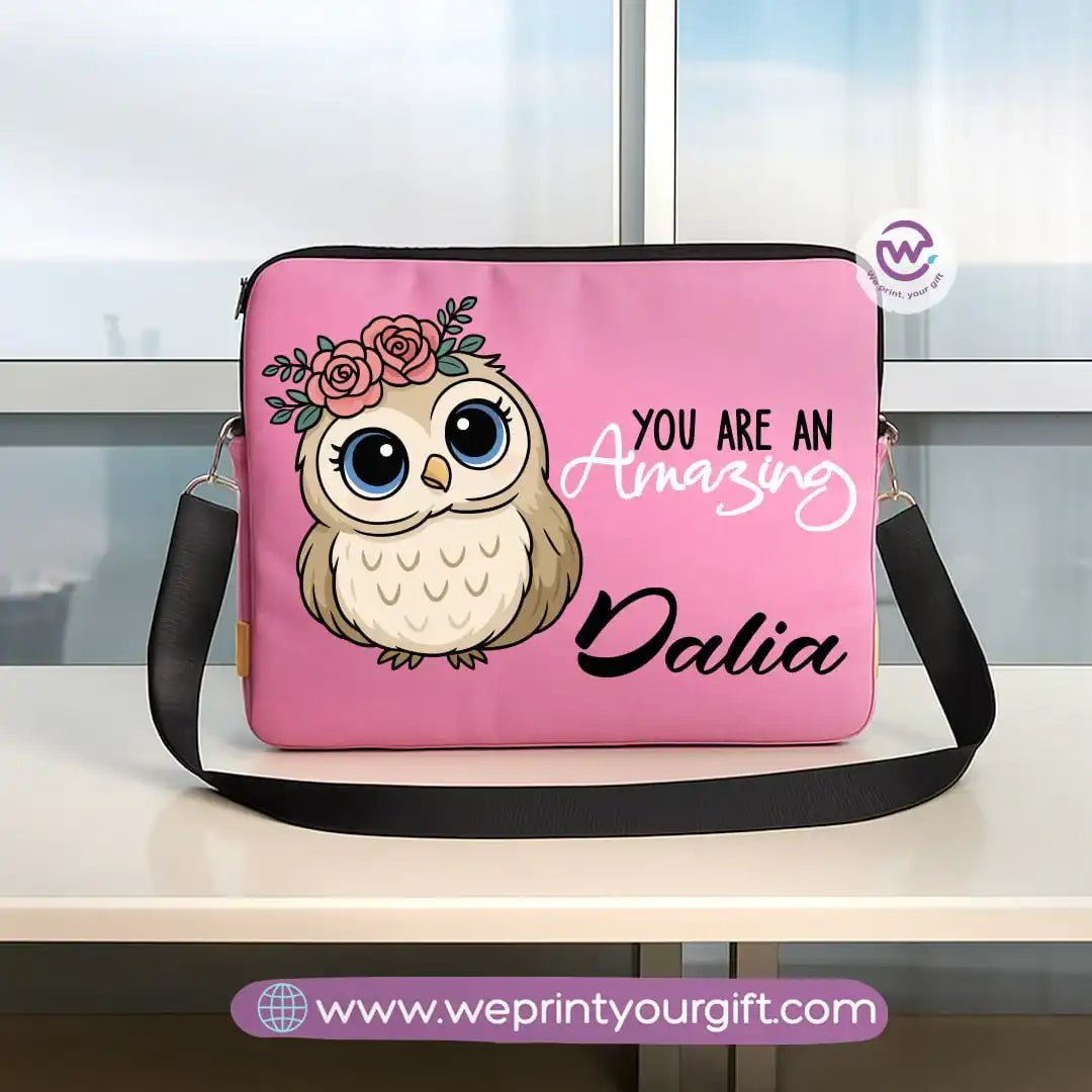 Fabric laptop sleeve-Owl- Names