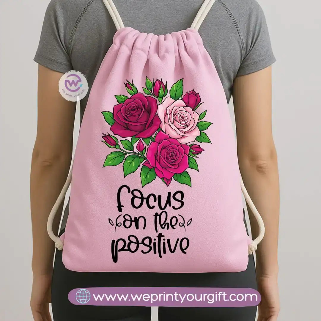 Drawstring Bag-Motivation and floral - WE PRINT