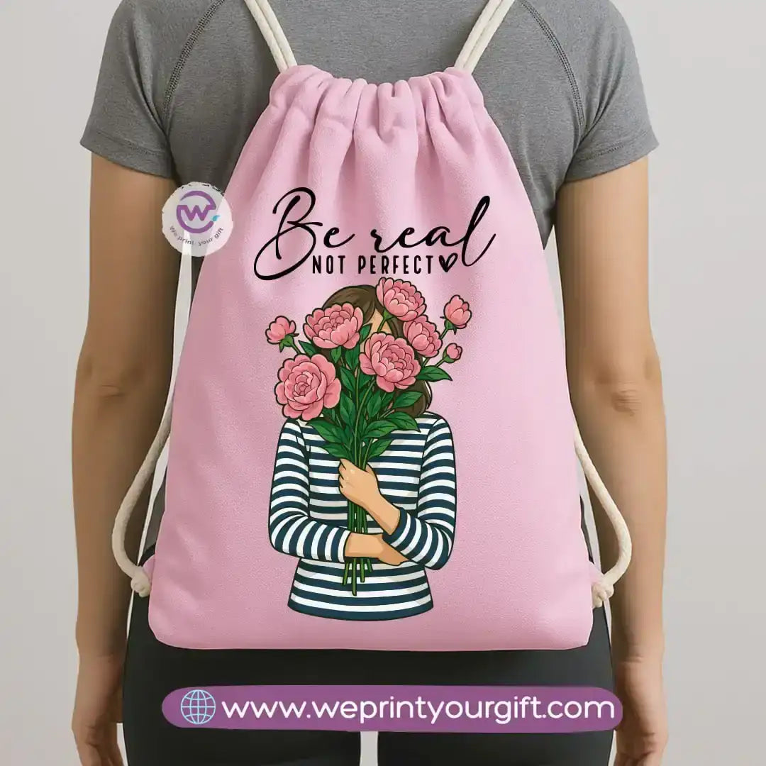 Drawstring Bag-Motivation and floral - WE PRINT