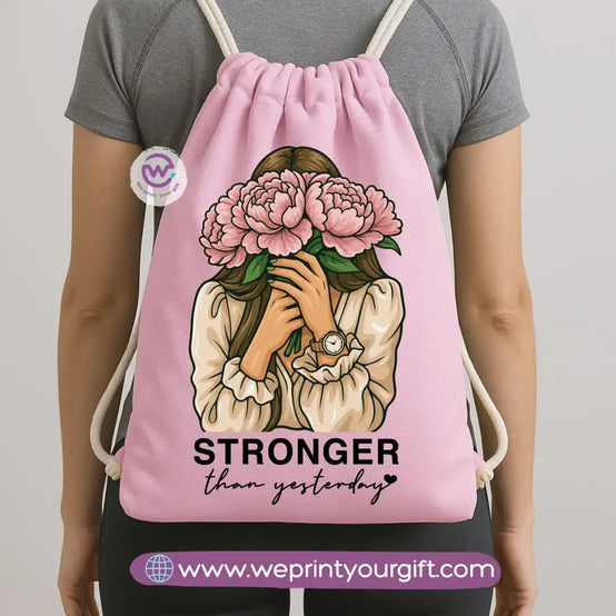 Drawstring Bag-Motivation and floral