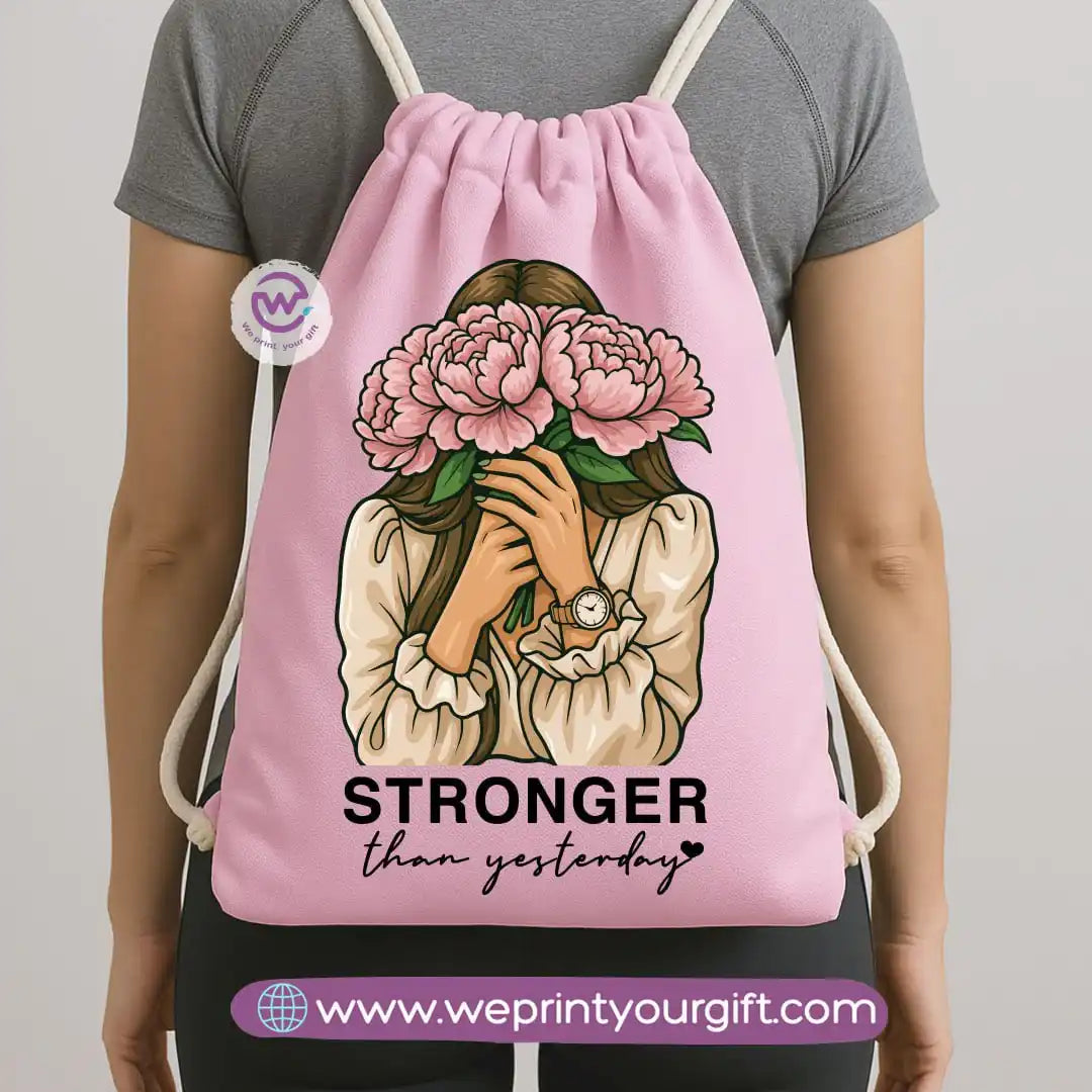 Drawstring Bag-Motivation and floral