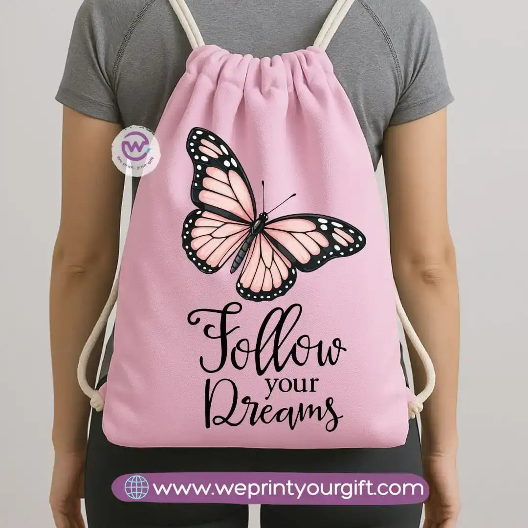 Drawstring Bag-Motivation and floral - WE PRINT