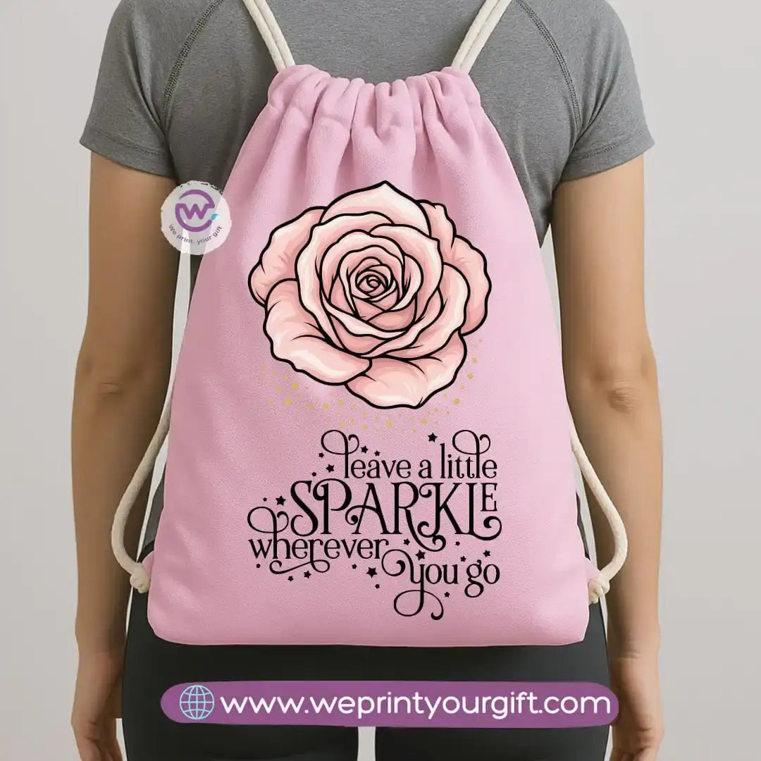 Drawstring Bag-Motivation and floral - WE PRINT