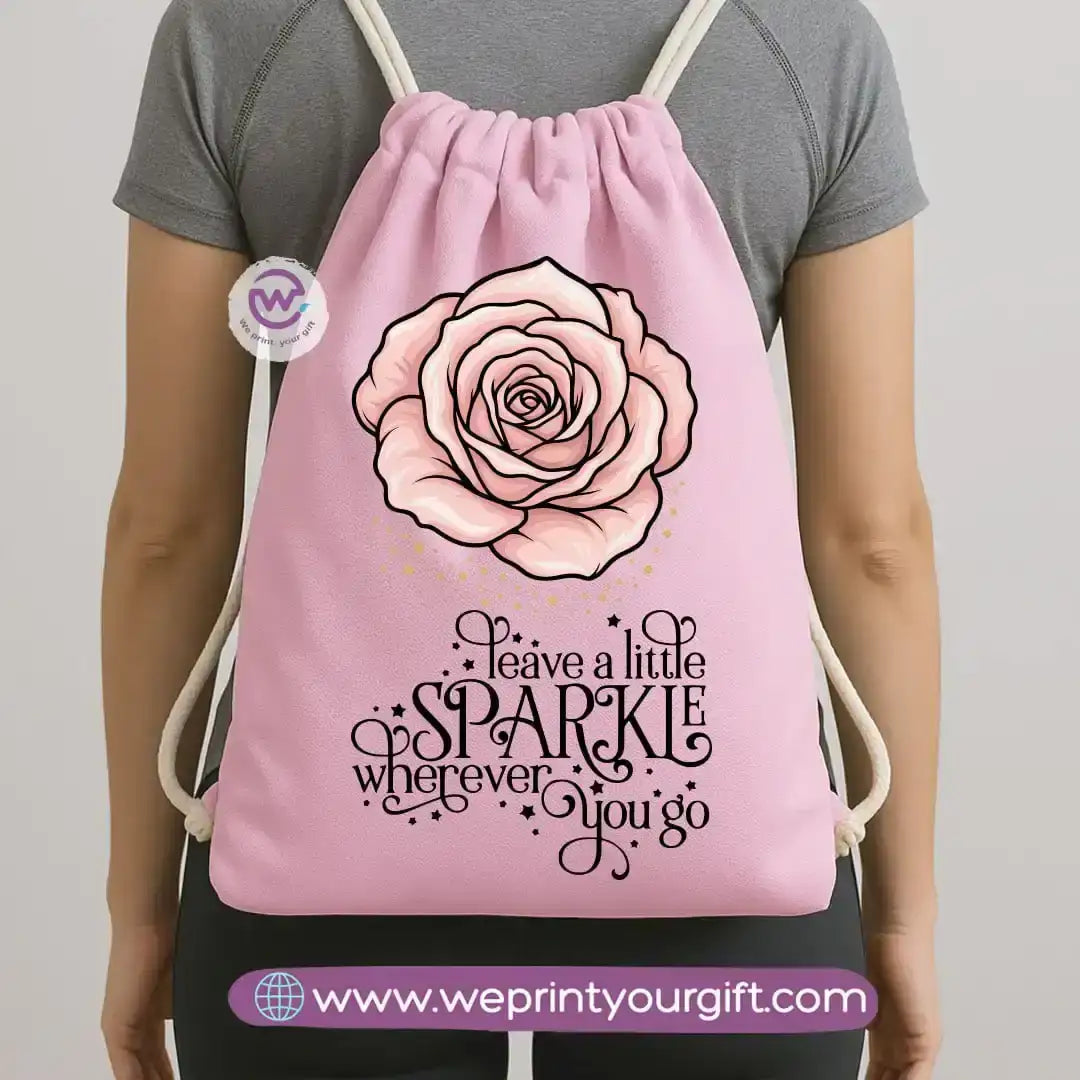 Drawstring Bag-Motivation and floral - WE PRINT