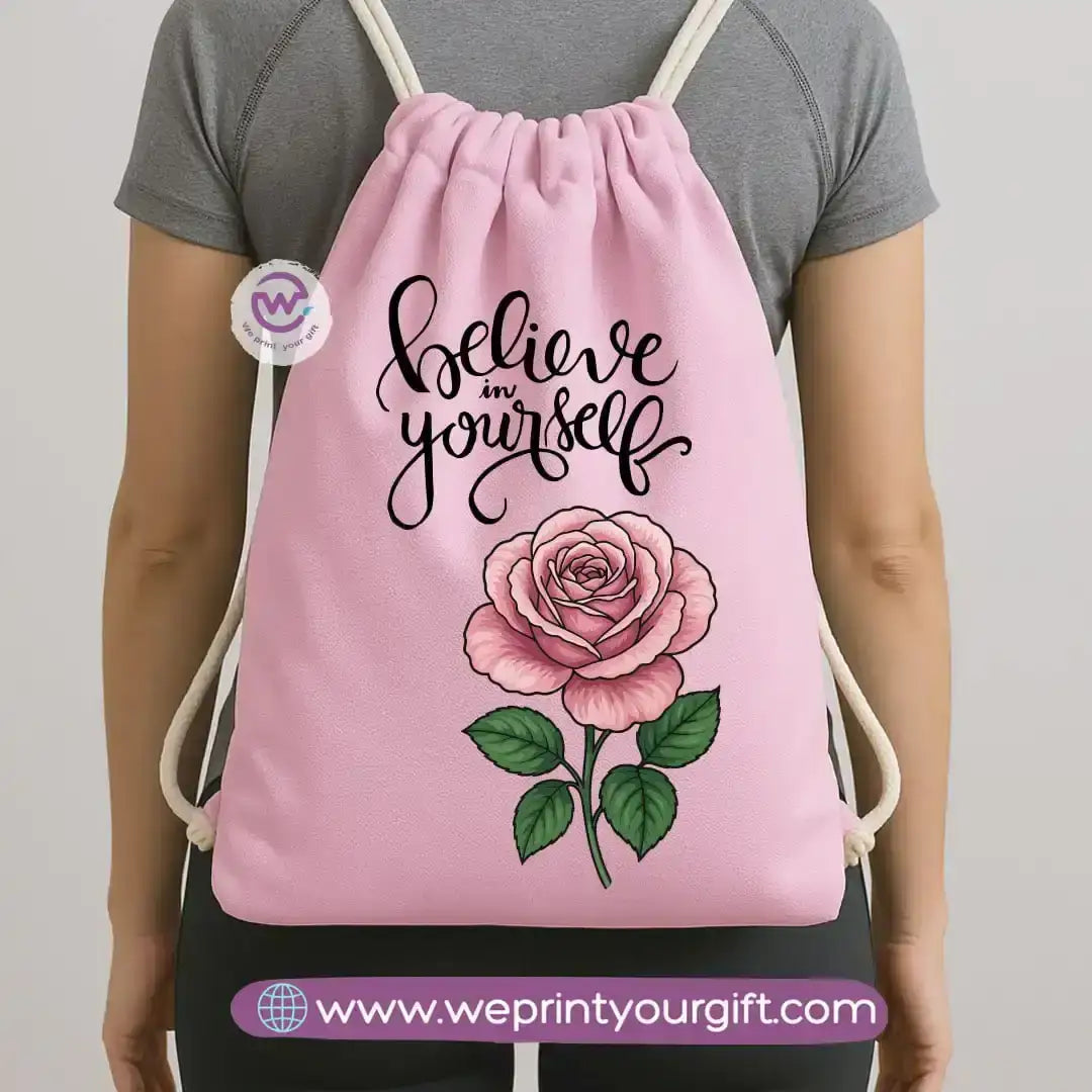 Drawstring Bag-Motivation and floral - WE PRINT