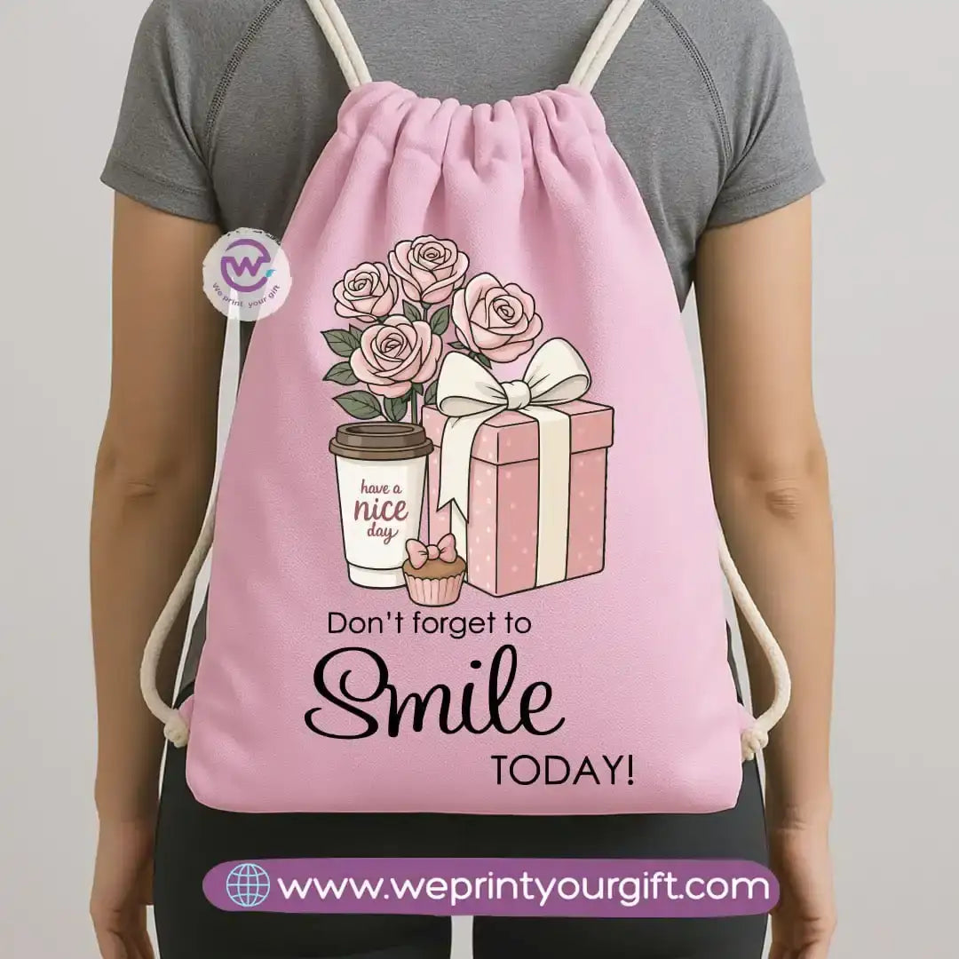 Drawstring Bag-Motivation and floral - WE PRINT