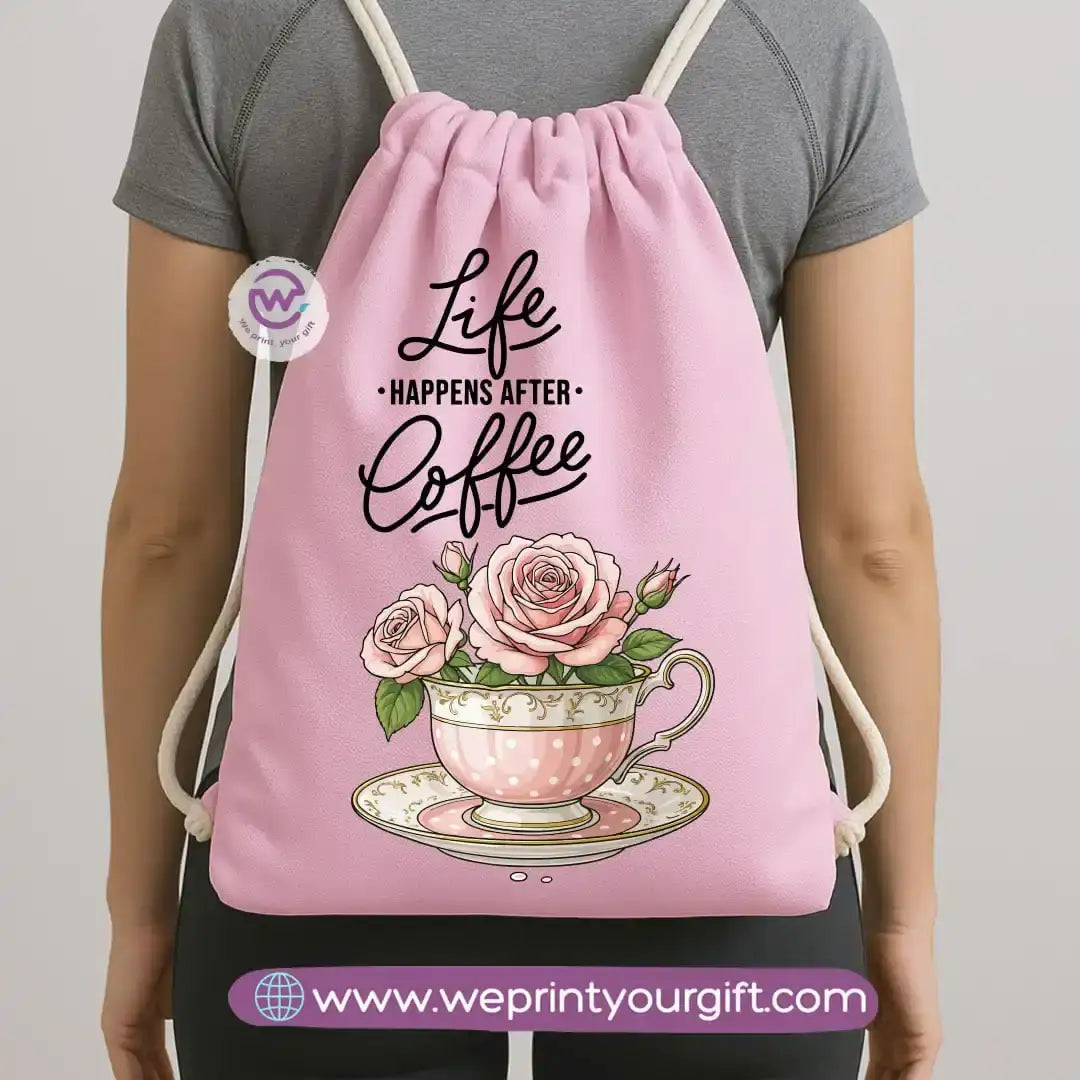 Drawstring Bag-Motivation and floral - WE PRINT