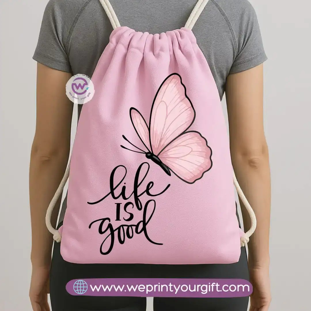 Drawstring Bag-Motivation and floral - WE PRINT