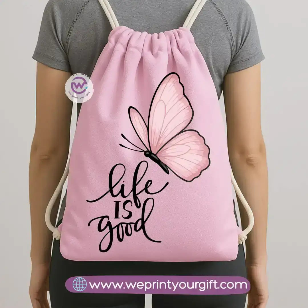 Drawstring Bag-Motivation and floral - WE PRINT