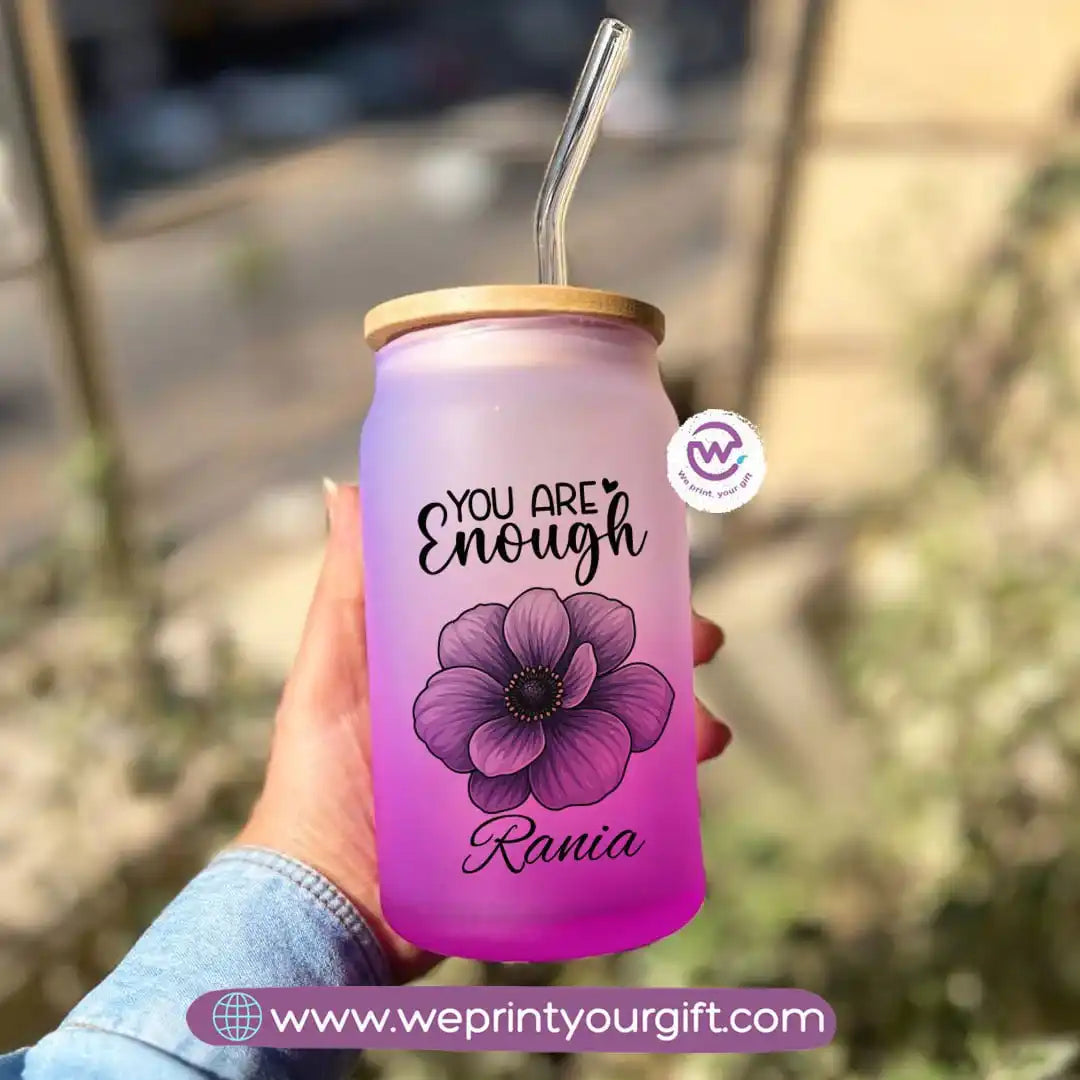 Frosted mug with straw- Inspirational quotes