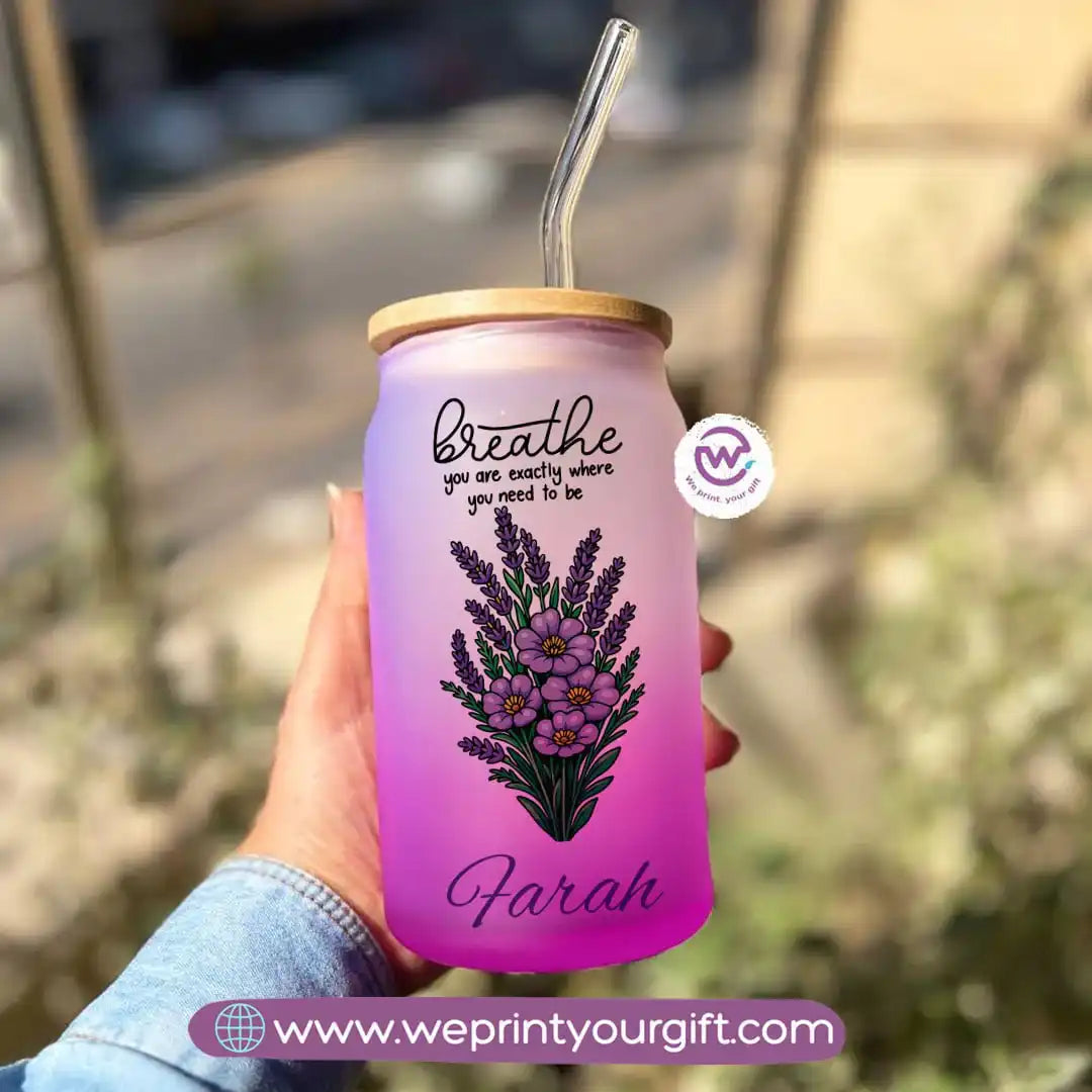 Frosted mug with straw- Inspirational quotes