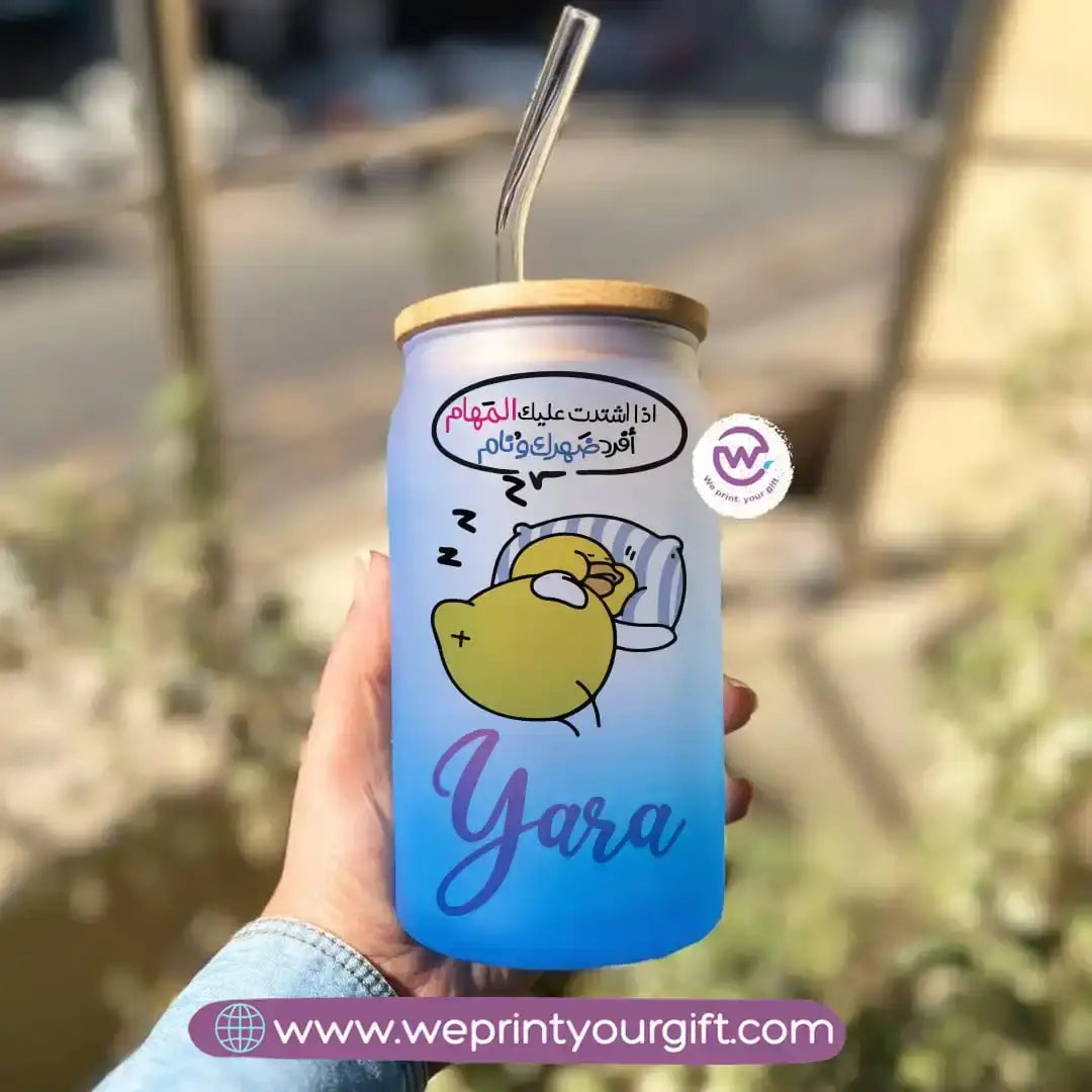 Frosted mug with straw- Comics - WE PRINT