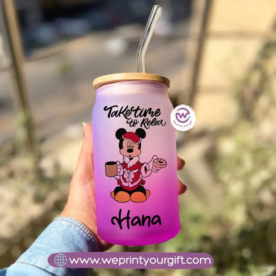 Frosted mug with straw- Disney - WE PRINT