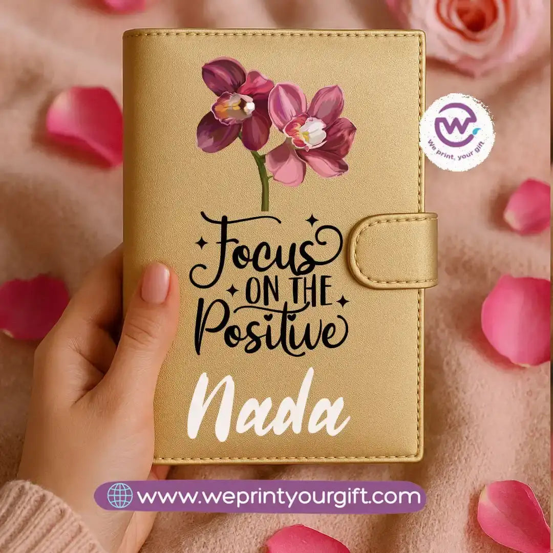 Leather wallet for women-Gold-Floral - WE PRINT