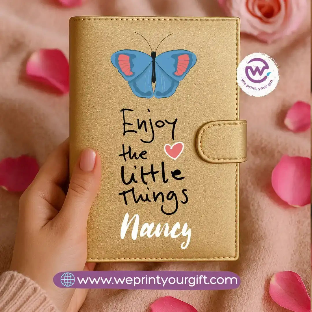 Leather wallet for women-Gold-Floral - WE PRINT