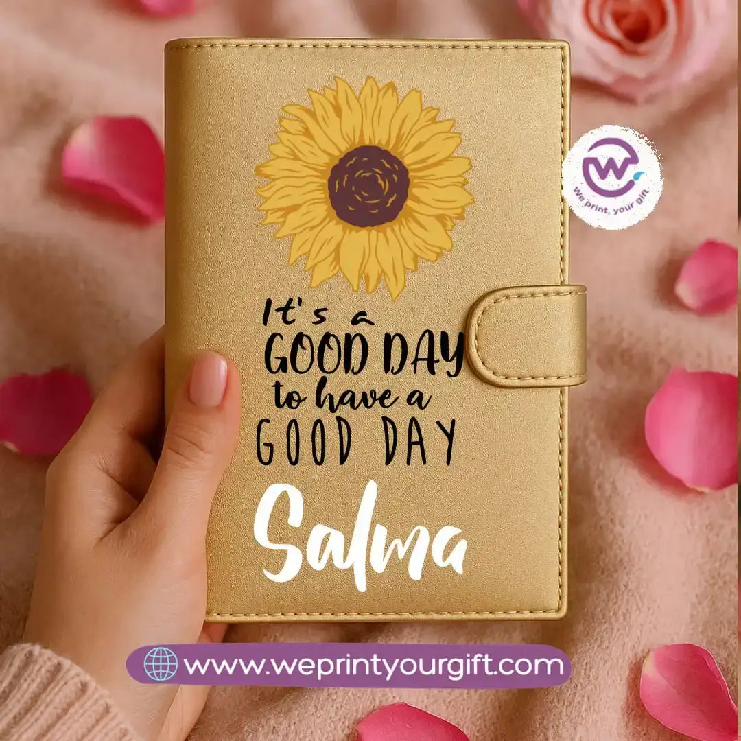 Leather wallet for women-Gold-Floral - WE PRINT