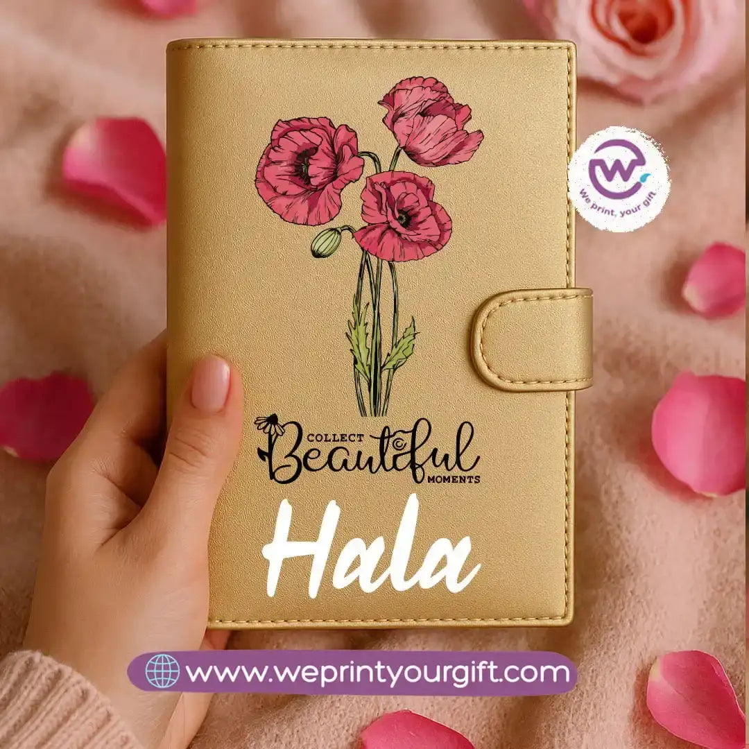 Leather wallet for women-Gold-Floral - WE PRINT