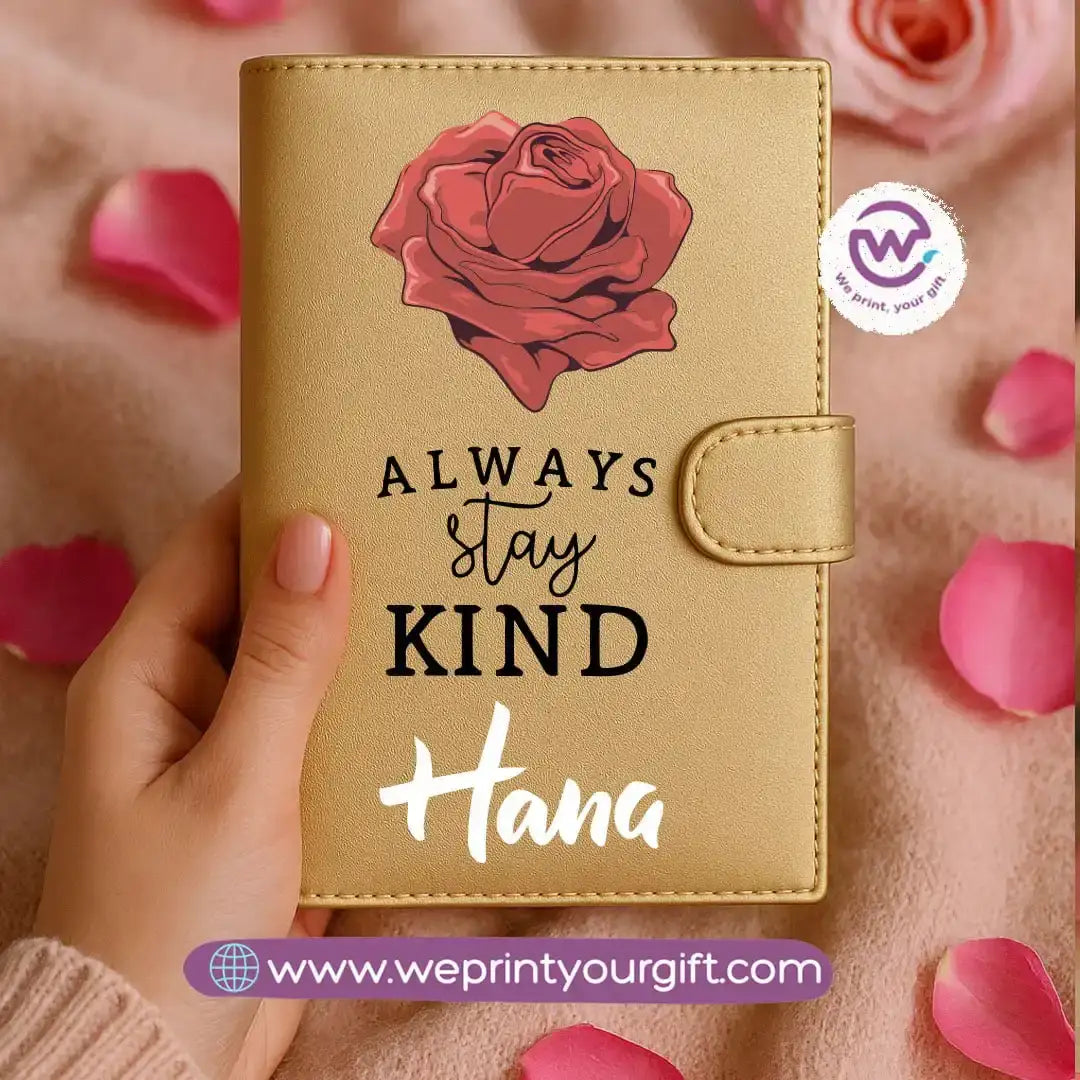 Leather wallet for women-Gold-Floral - WE PRINT