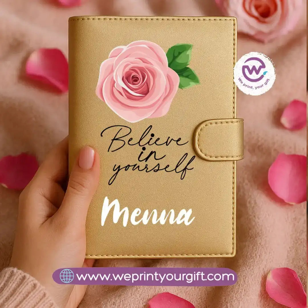 Leather wallet for women-Gold-Floral - WE PRINT