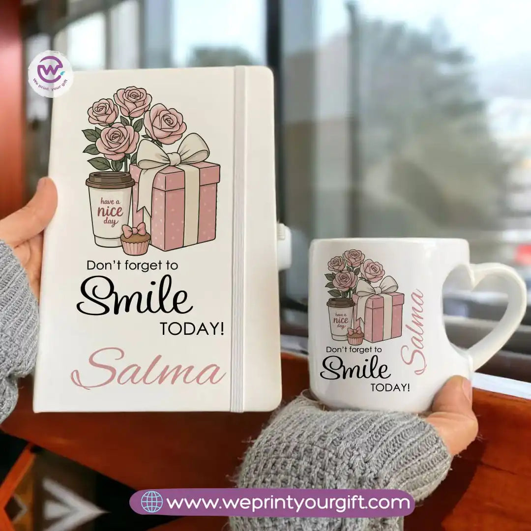 Motivation Set ( Heart handle mug +Notebook)