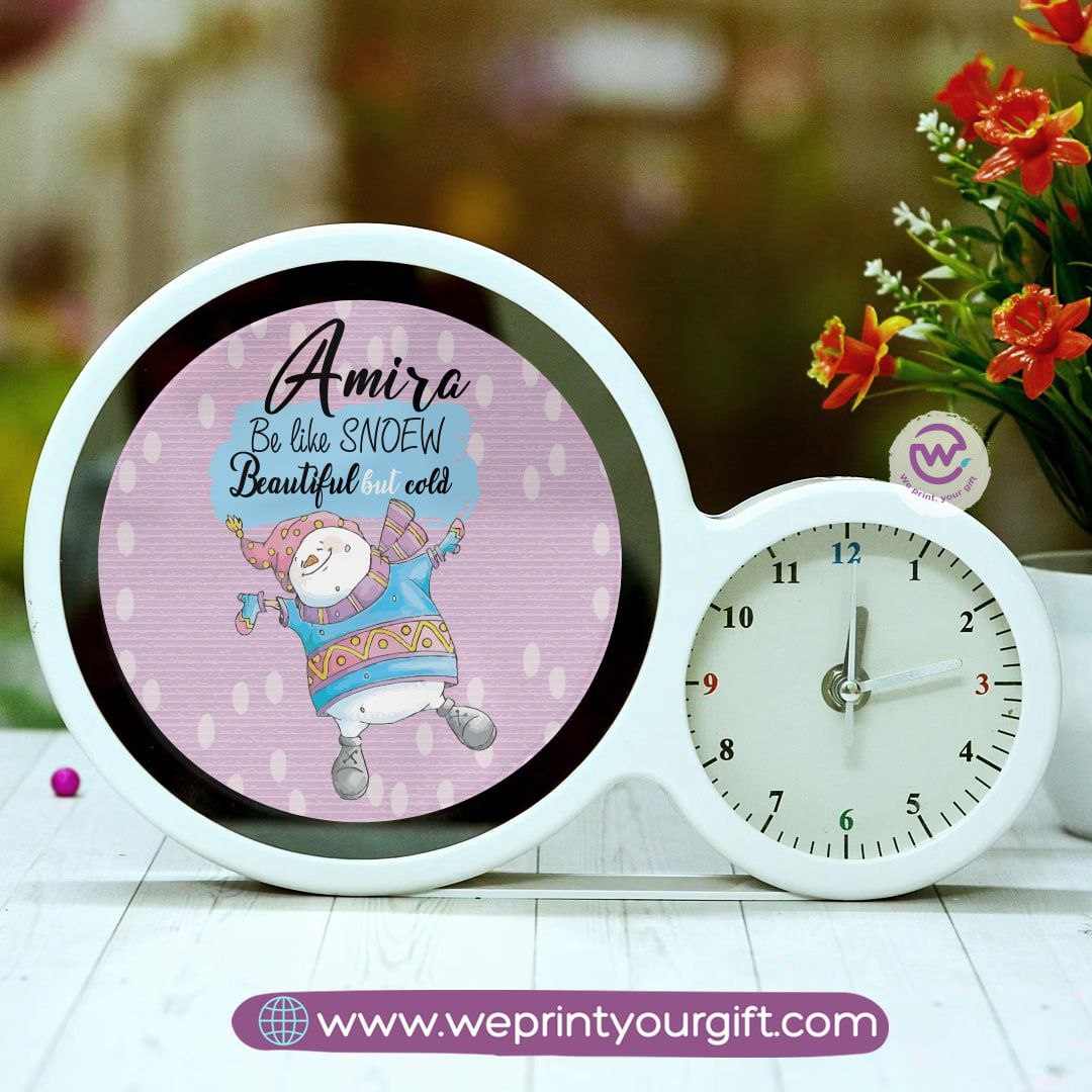 Round Magic Mirror with Clock – Christmas Edition