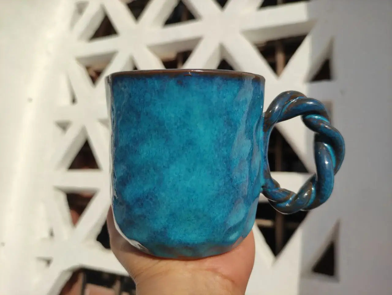 Blue Cloud Handmade Pottery Mug – 300 ml - Customization Options - WE PRINT