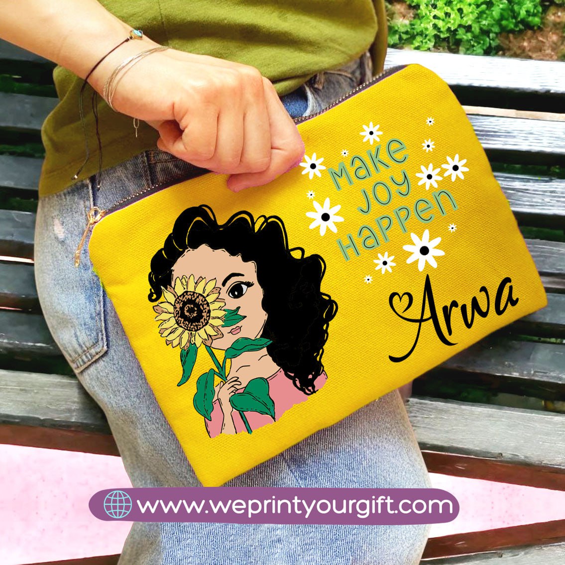 Fabric makeup case- English quotes