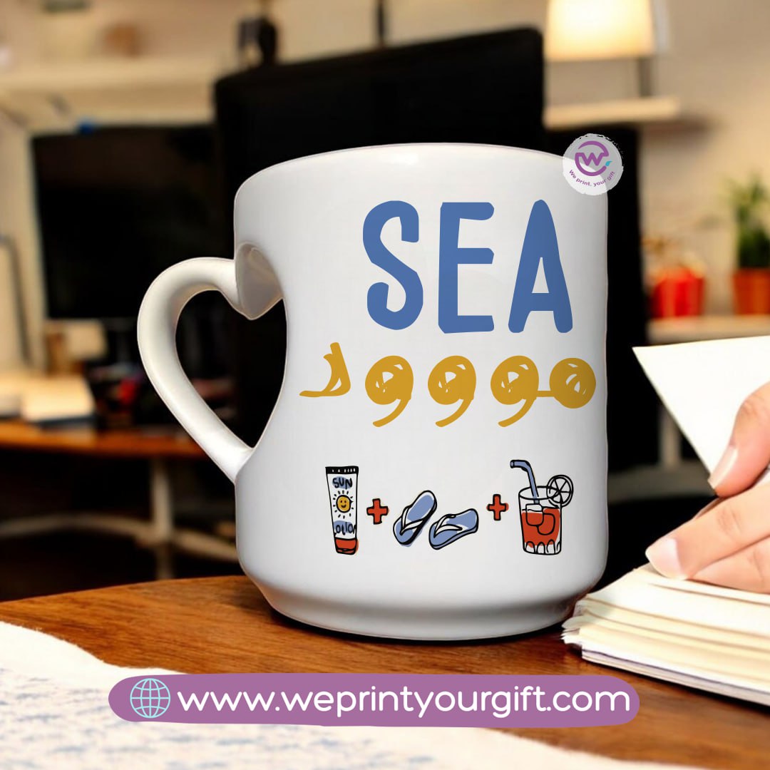 Personalized Mug-Heart handle mug- Summer