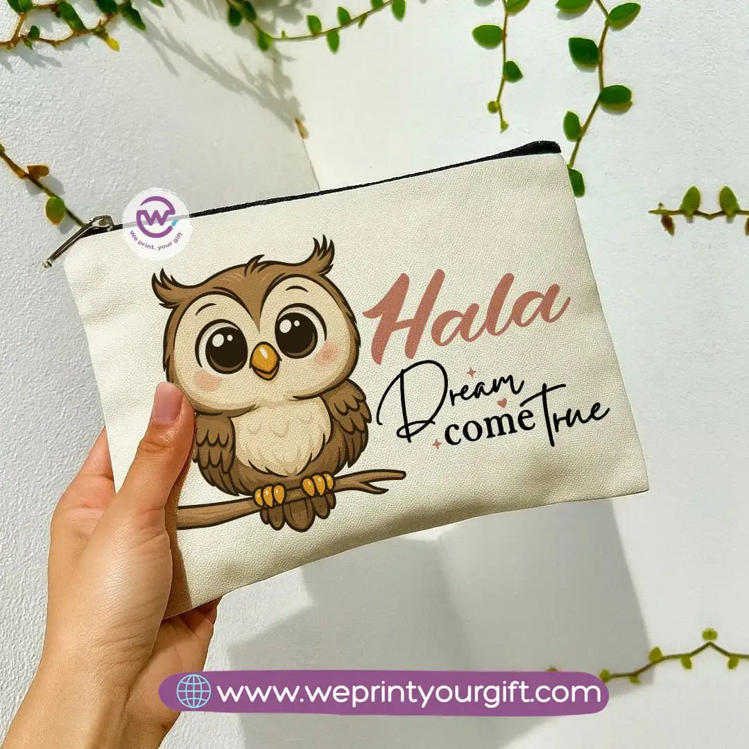 Cute Owl Makeup Bag & Pencil Case – Premium Cotton Pouch with Adorable Designs - WE PRINT
