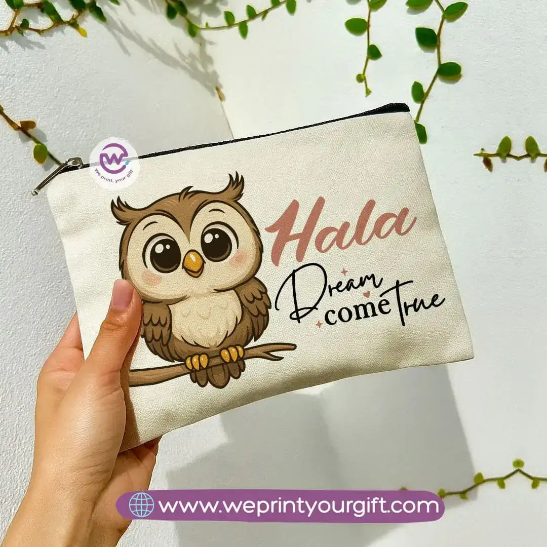 Cute Owl Makeup Bag & Pencil Case – Premium Cotton Pouch with Adorable Designs - WE PRINT