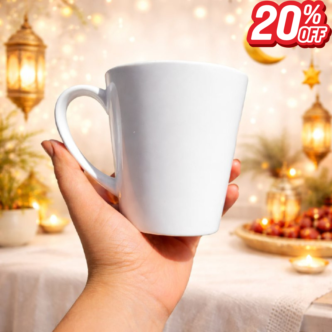 Conical White Ceramic Mug - Ramadan Offer - 20% Discount
