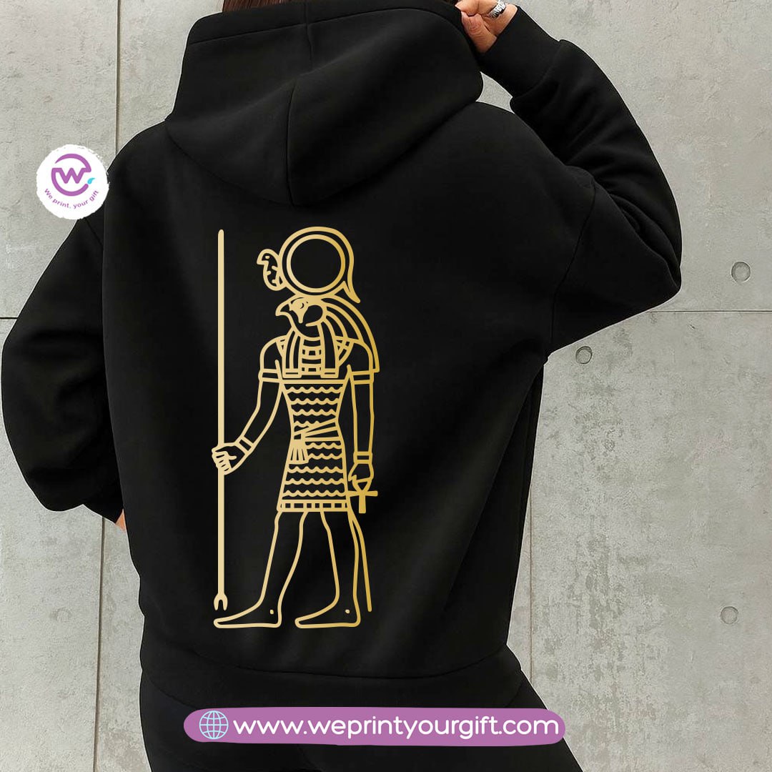 Pharaonic Gold Print Hoodie – Cotton Melton Unisex