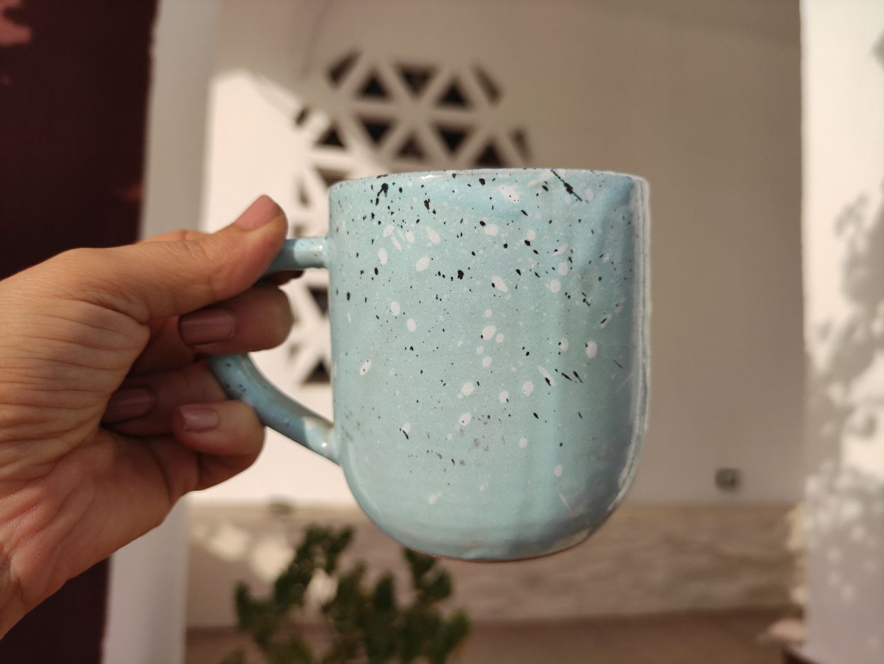 Baby Blue Pottery Mug- 300 ml - Customization Options