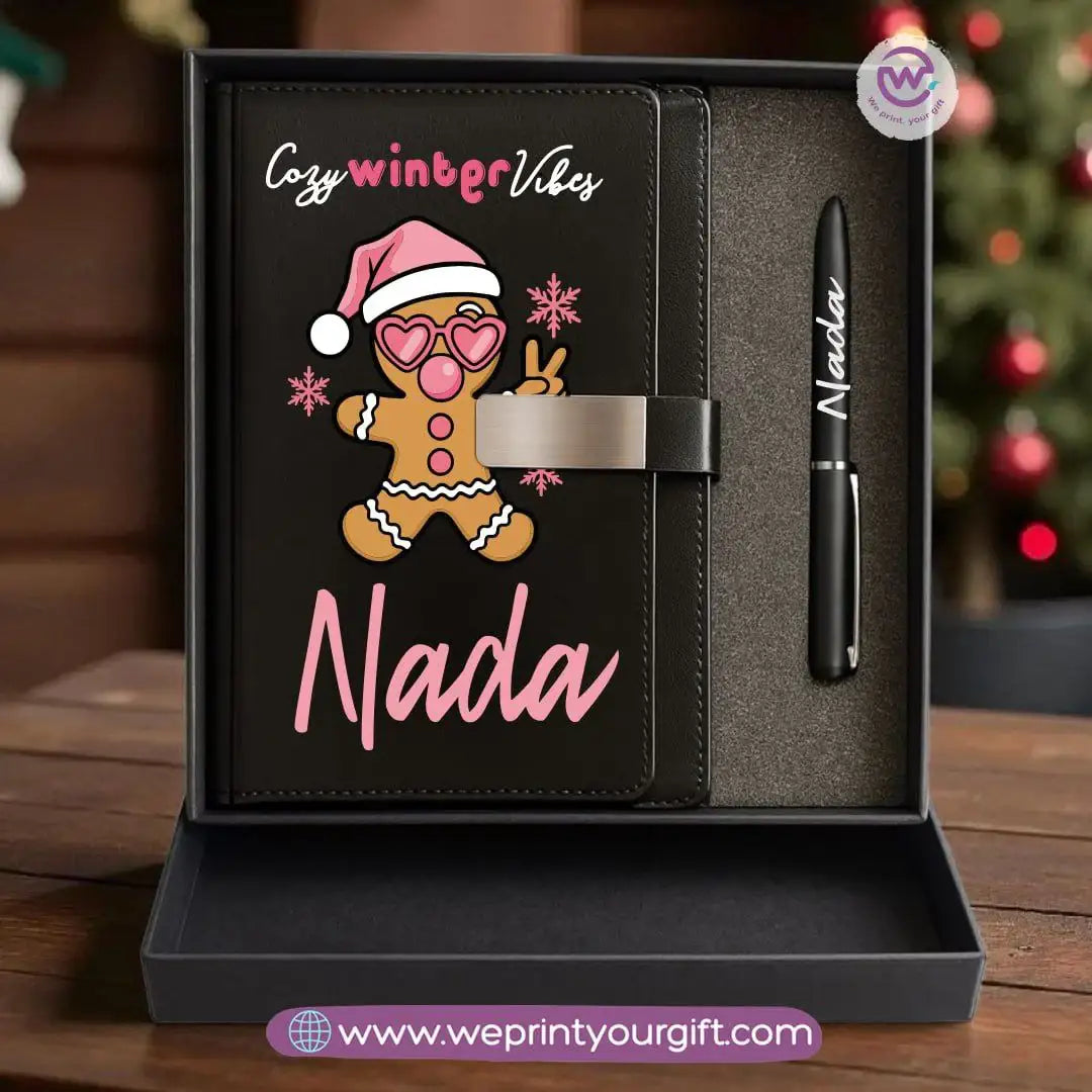 Christmas Leather Gift Box โ Personalized Notebook & Engraved Pen - WE PRINT