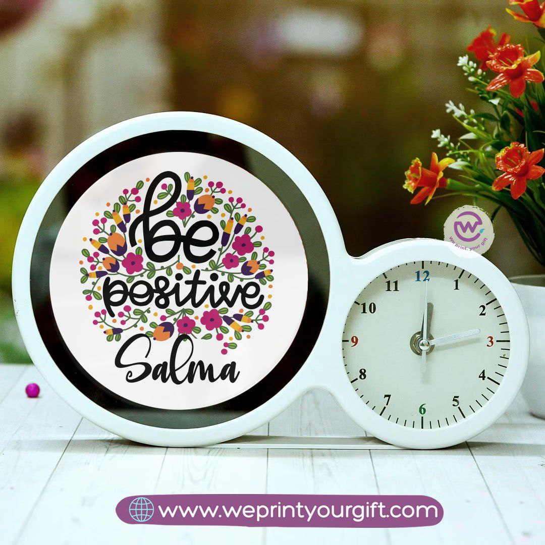 Round Magic Mirror with Clock – Personalized Motivational Design
