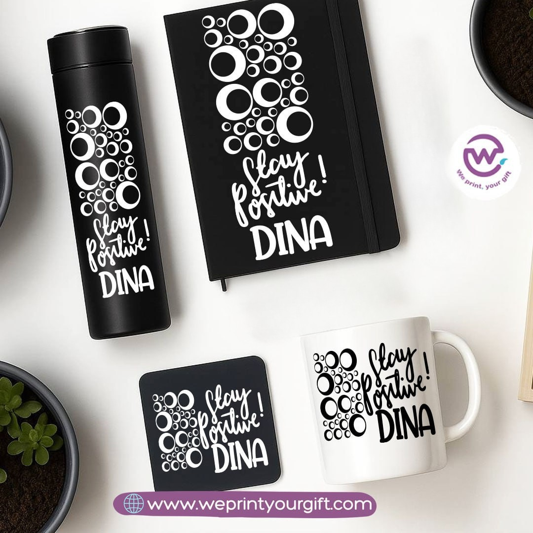 Personalized Motivational Gift Set with Name – 4 Pieces (Black Edition)