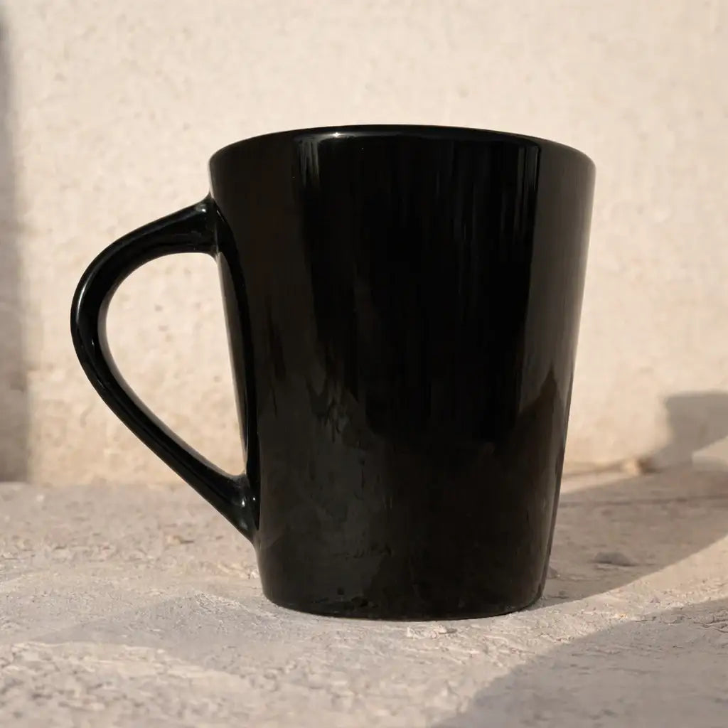 Black Conical Porcelain Mug – 350 ml | UV Raised Sticker Printing - customization options - WE PRINT