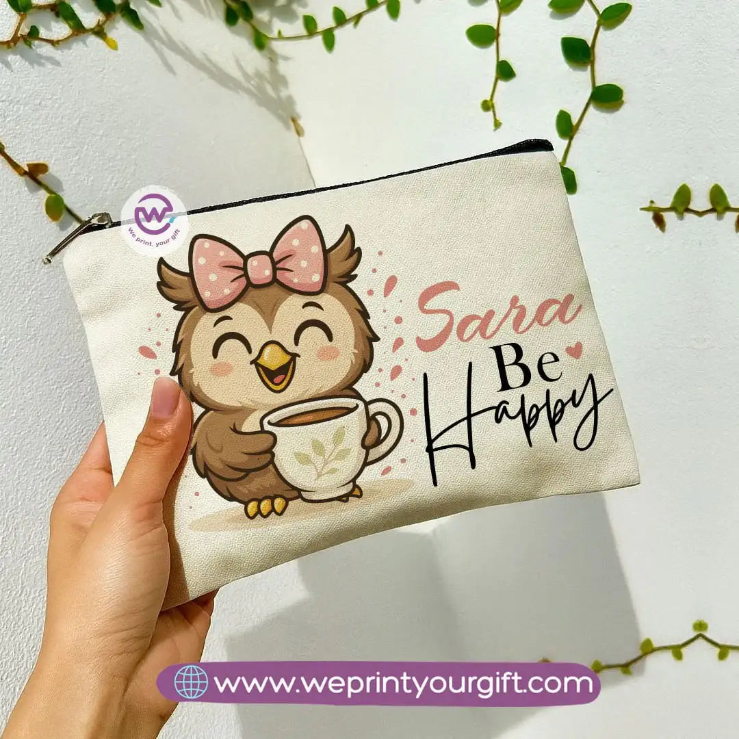 Cute Owl Makeup Bag & Pencil Case – Premium Cotton Pouch with Adorable Designs - WE PRINT
