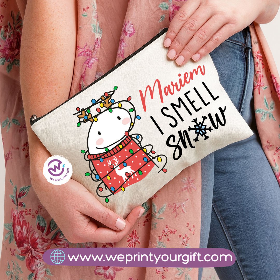 Christmas Makeup Bag & Pencil Case – Premium Cotton Pouch (23×17 cm)