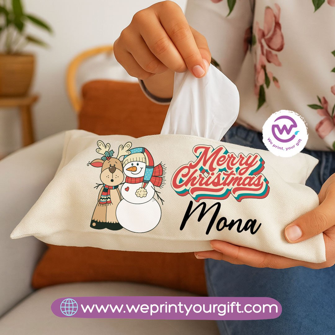 Personalized Fabric Tissue Holder – Christmas Designs