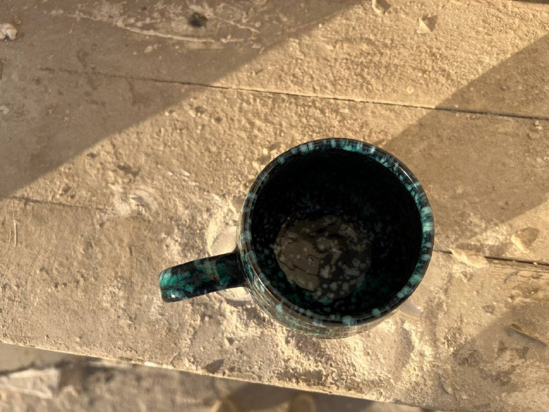 Black & Green Galaxy Pottery Mug – 400 ml - Customization Options