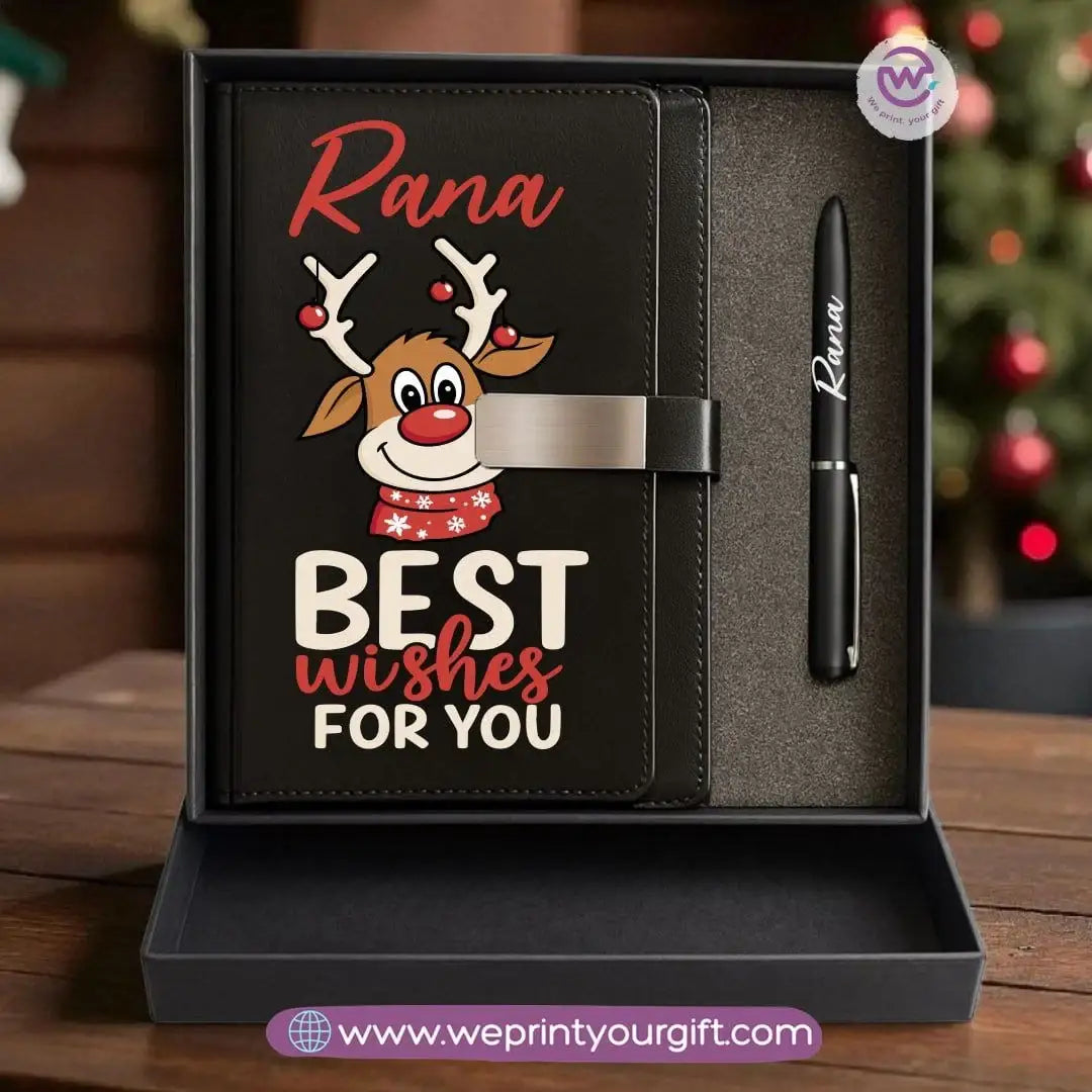 Christmas Leather Gift Box โ Personalized Notebook & Engraved Pen - WE PRINT