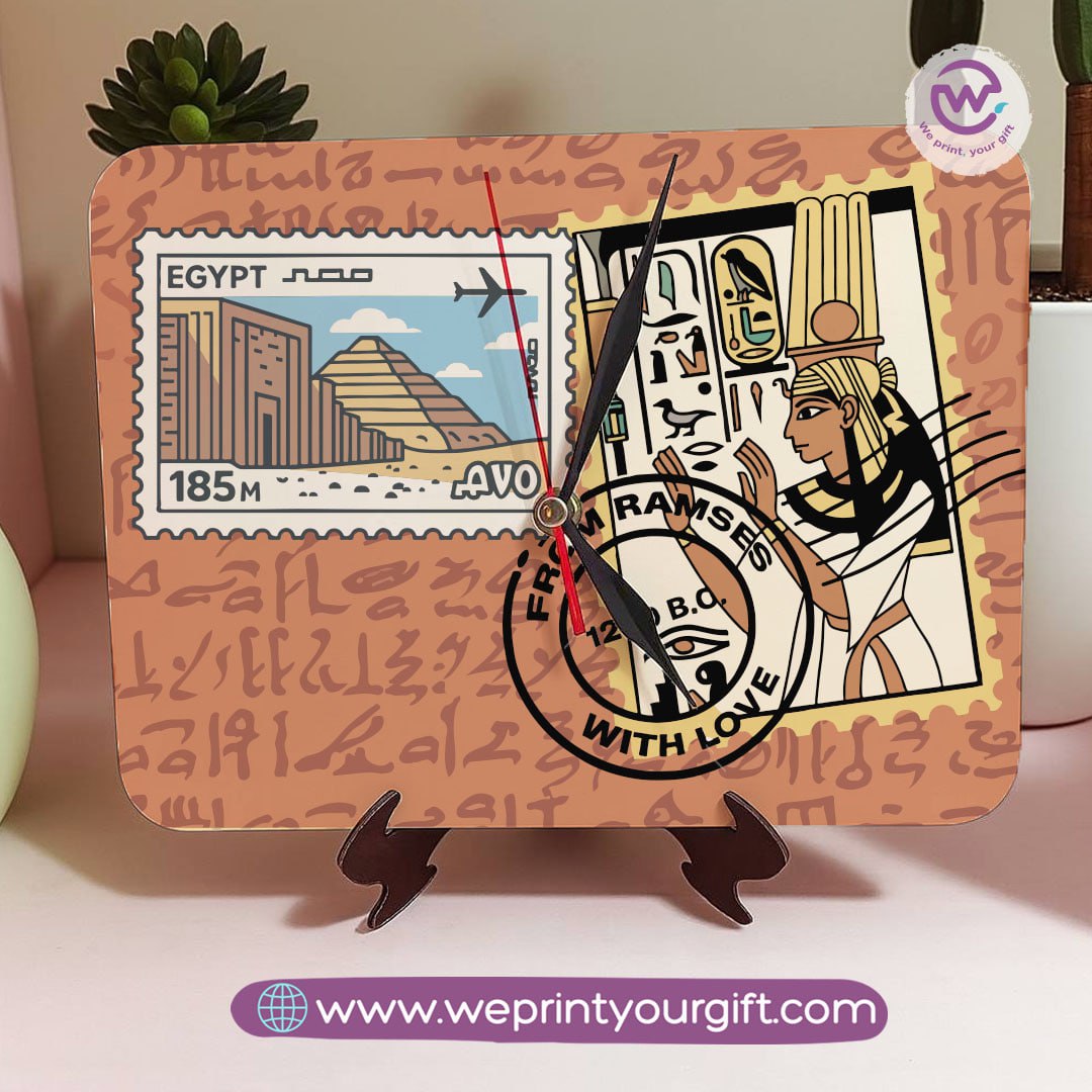 Pharaonic Wooden Table Clock – Egyptian Heritage Edition