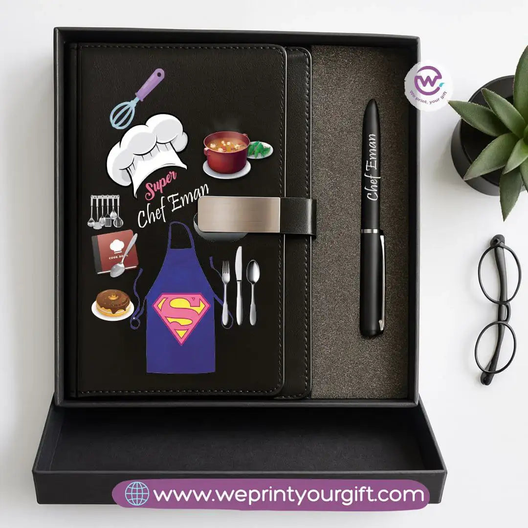 Personalized Leather Notebook & Engraved Pen Gift Box – Career Collection - WE PRINT