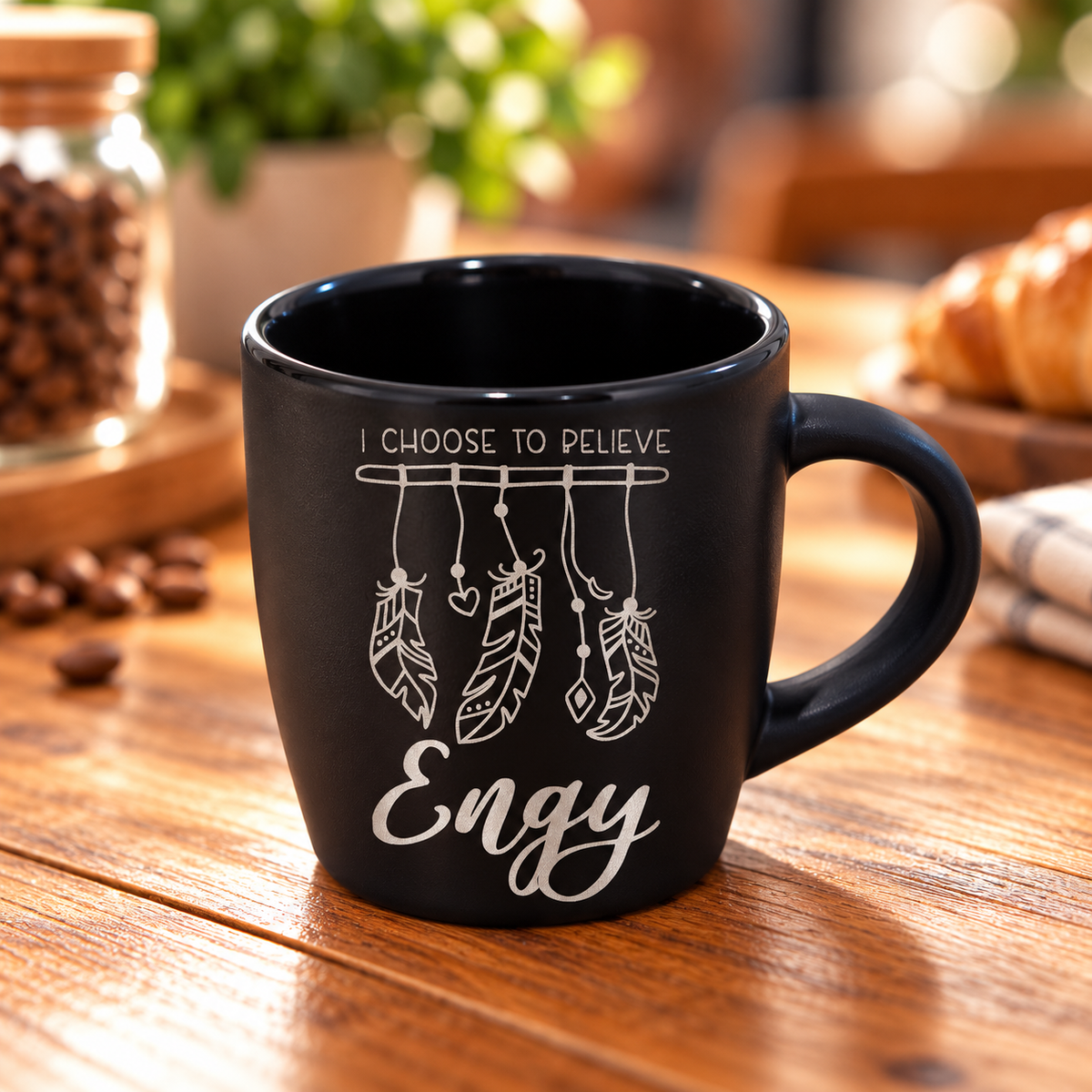 Motivational Engraved Matte Black Espresso Cup